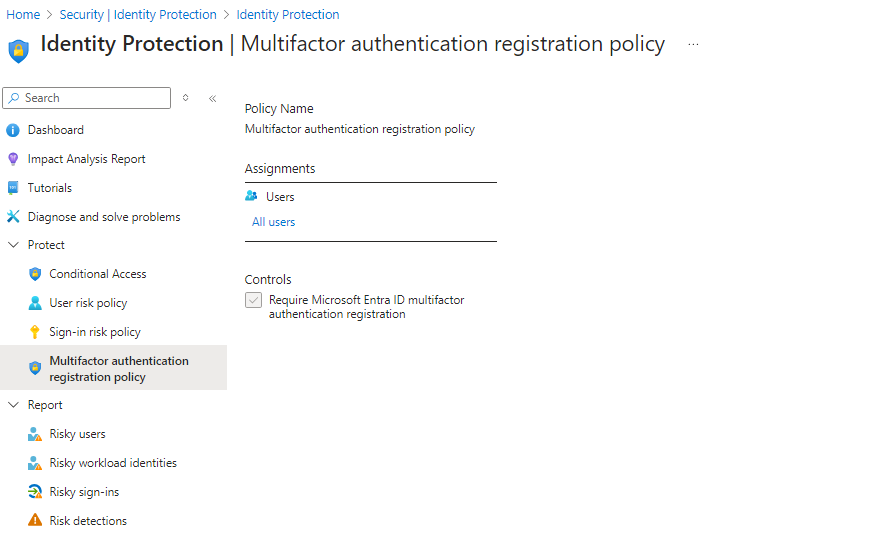 Azure Multifactor Authentication Registration Policy