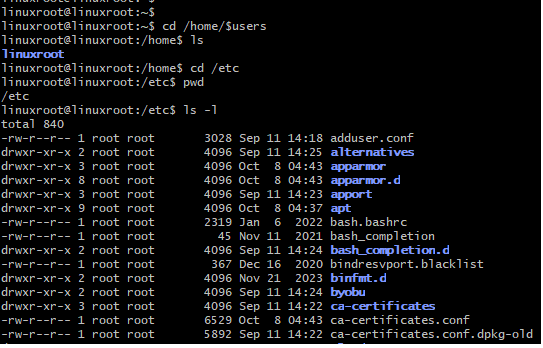 Linux command LS and CD