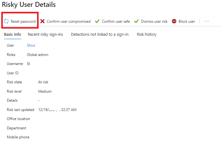 User Risk Policy, Risky User Details