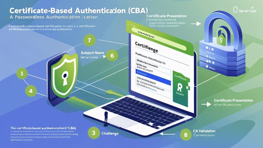 Certificate-Based Authentication (CBA) is a passwordless authentication mechanism that relies on digital certificates issued by a trusted Certificate Authority (CA)