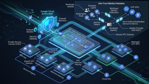 GCP Shared VPC Security Architecture: Private Service Connect, Cloud Armor & Workload Identity Federation